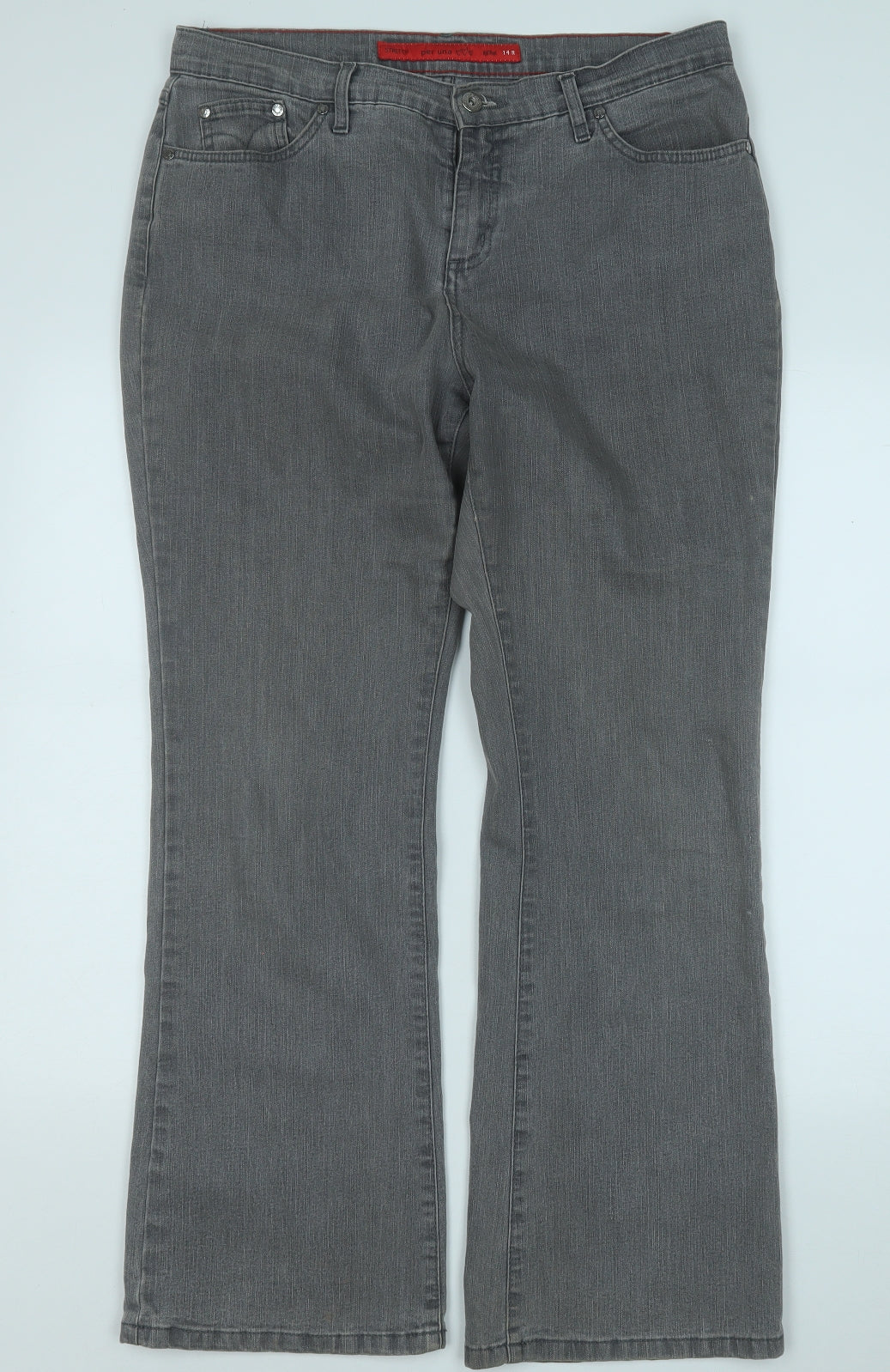 Per Una Womens Grey  Cotton Bootcut Jeans Size 14 L28 in Regular