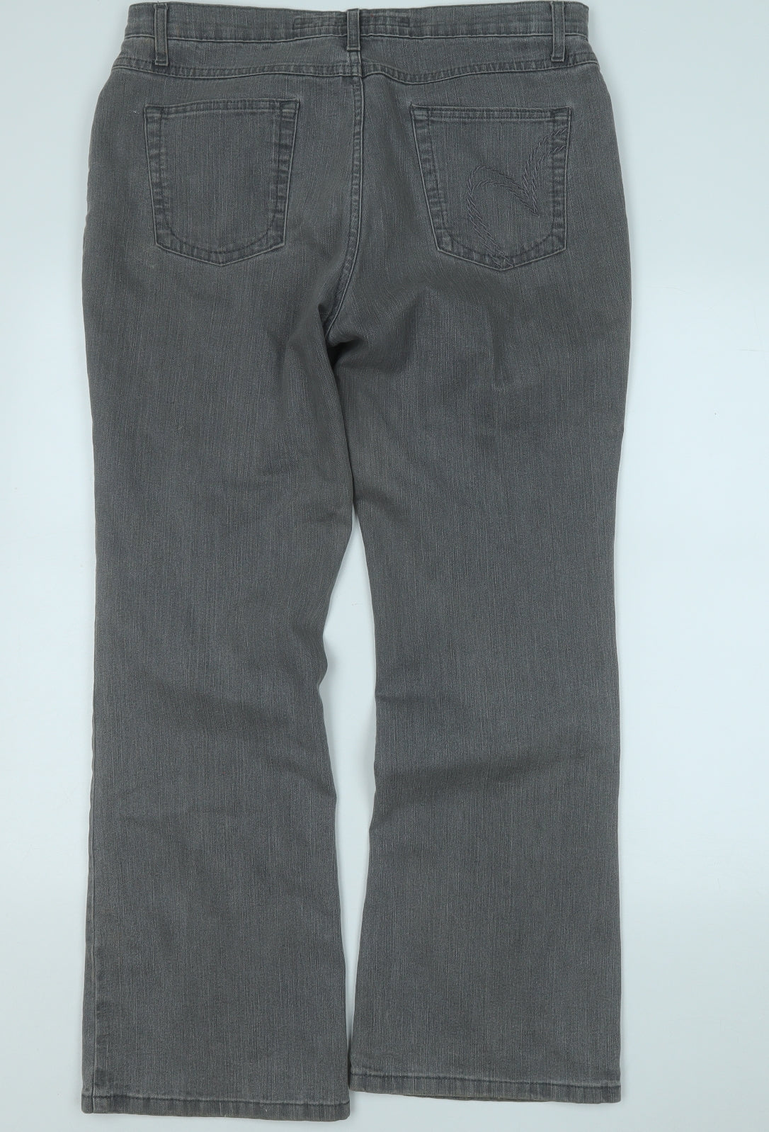 Per Una Womens Grey  Cotton Bootcut Jeans Size 14 L28 in Regular