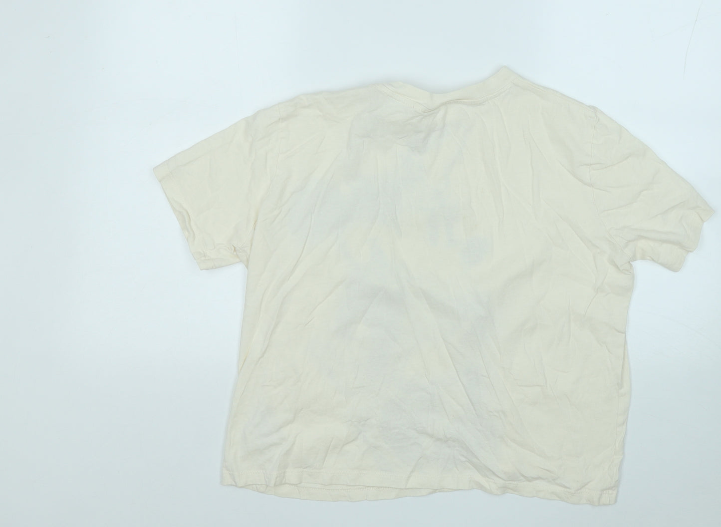 H&M Womens Yellow  Cotton Basic T-Shirt Size L Round Neck - Minnie Mouse