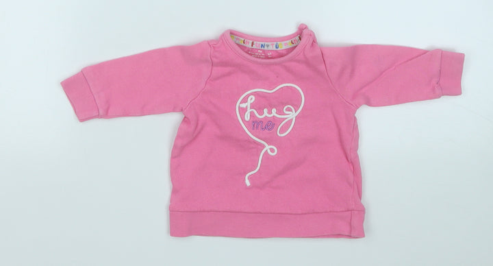 F&F Girls Pink  Cotton Pullover Jumper Size 0-3 Months