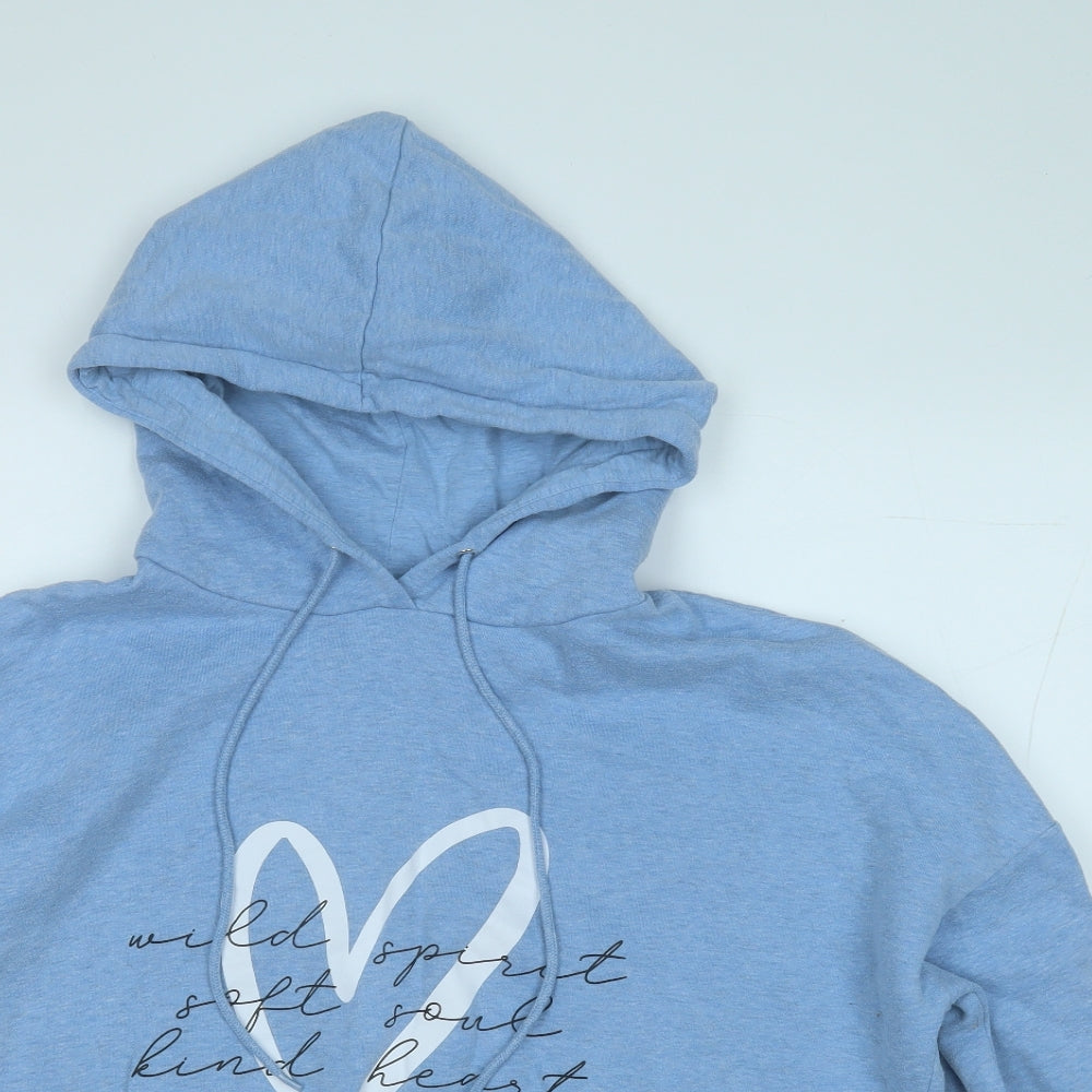 Papaya Womens Blue  Cotton Pullover Hoodie Size L
