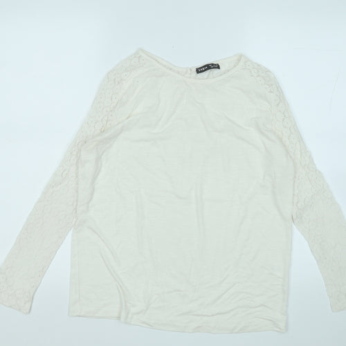 SheIn Womens White Round Neck  Polyester Pullover Jumper Size S