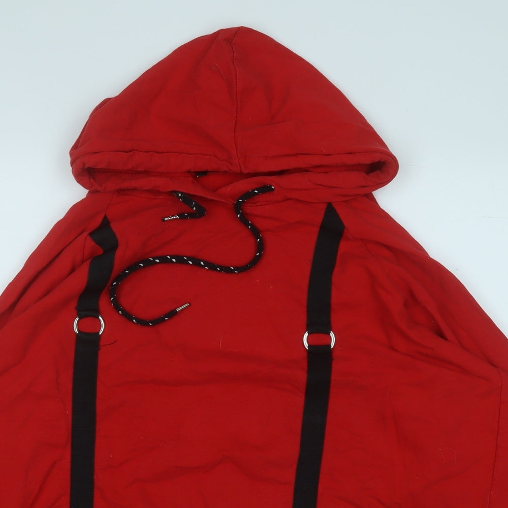 Studio Mens Red  Cotton Pullover Hoodie Size L