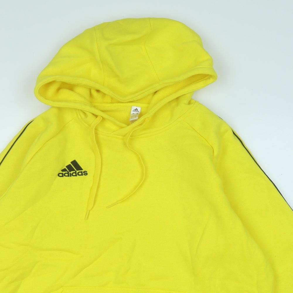 adidas Mens Yellow  Cotton Pullover Hoodie Size L