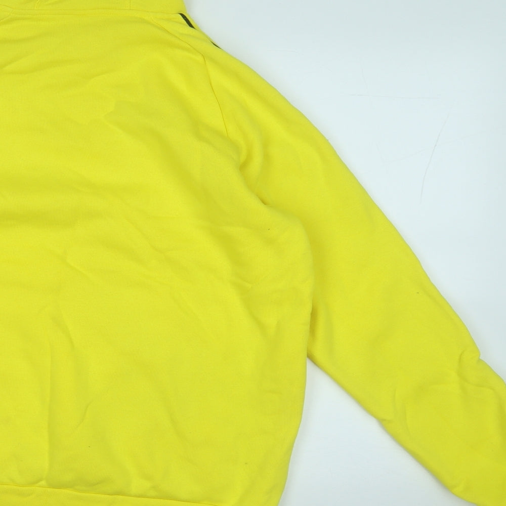 adidas Mens Yellow  Cotton Pullover Hoodie Size L
