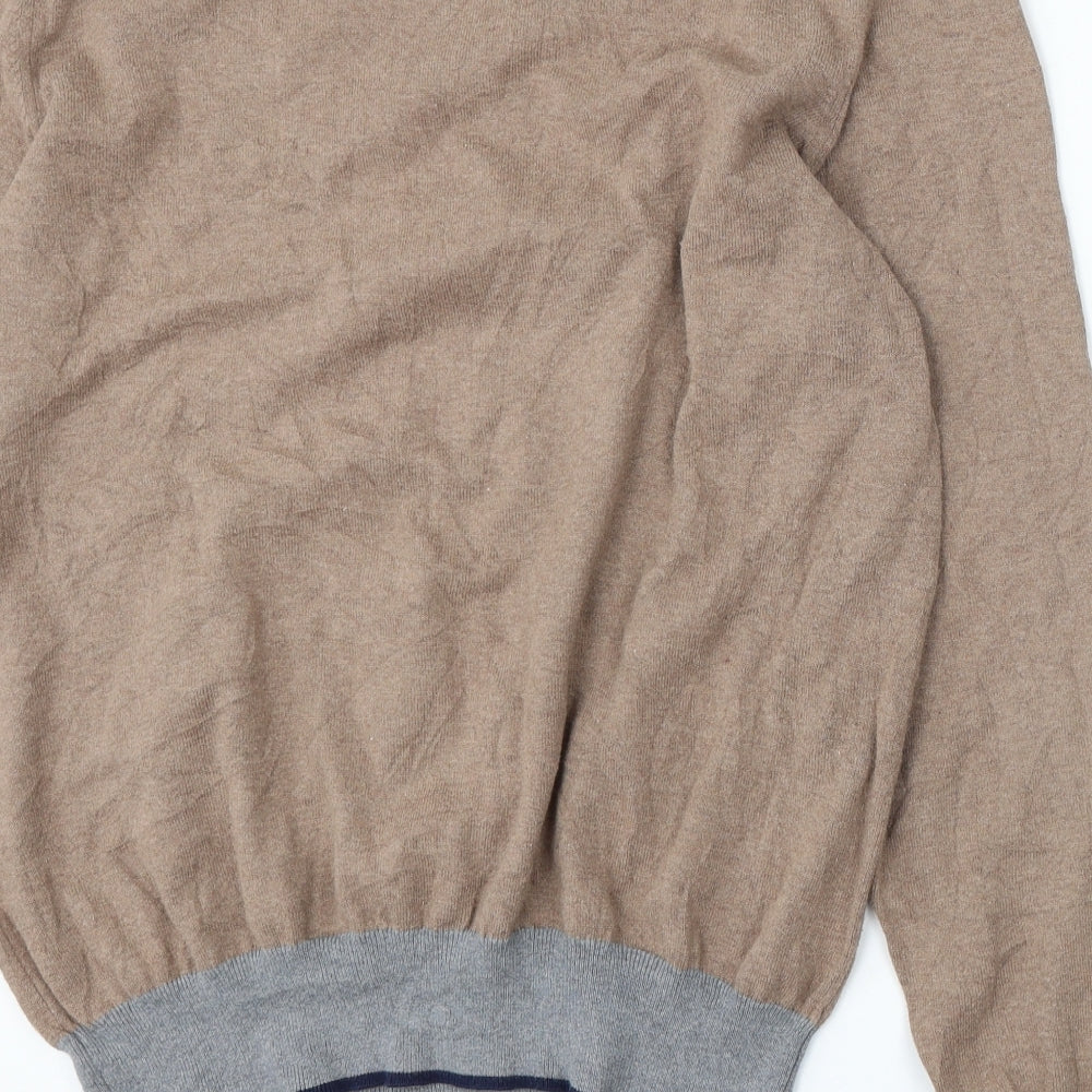 Racing Green Mens Brown Round Neck  Cotton Pullover Jumper Size XL