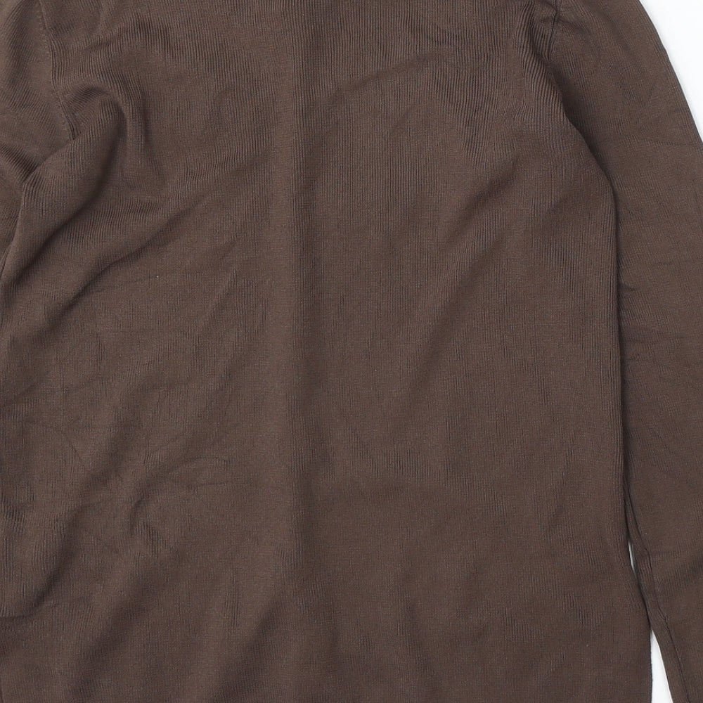 Sarah Dunnway Womens Brown Round Neck  Viscose Cardigan Jumper Size M