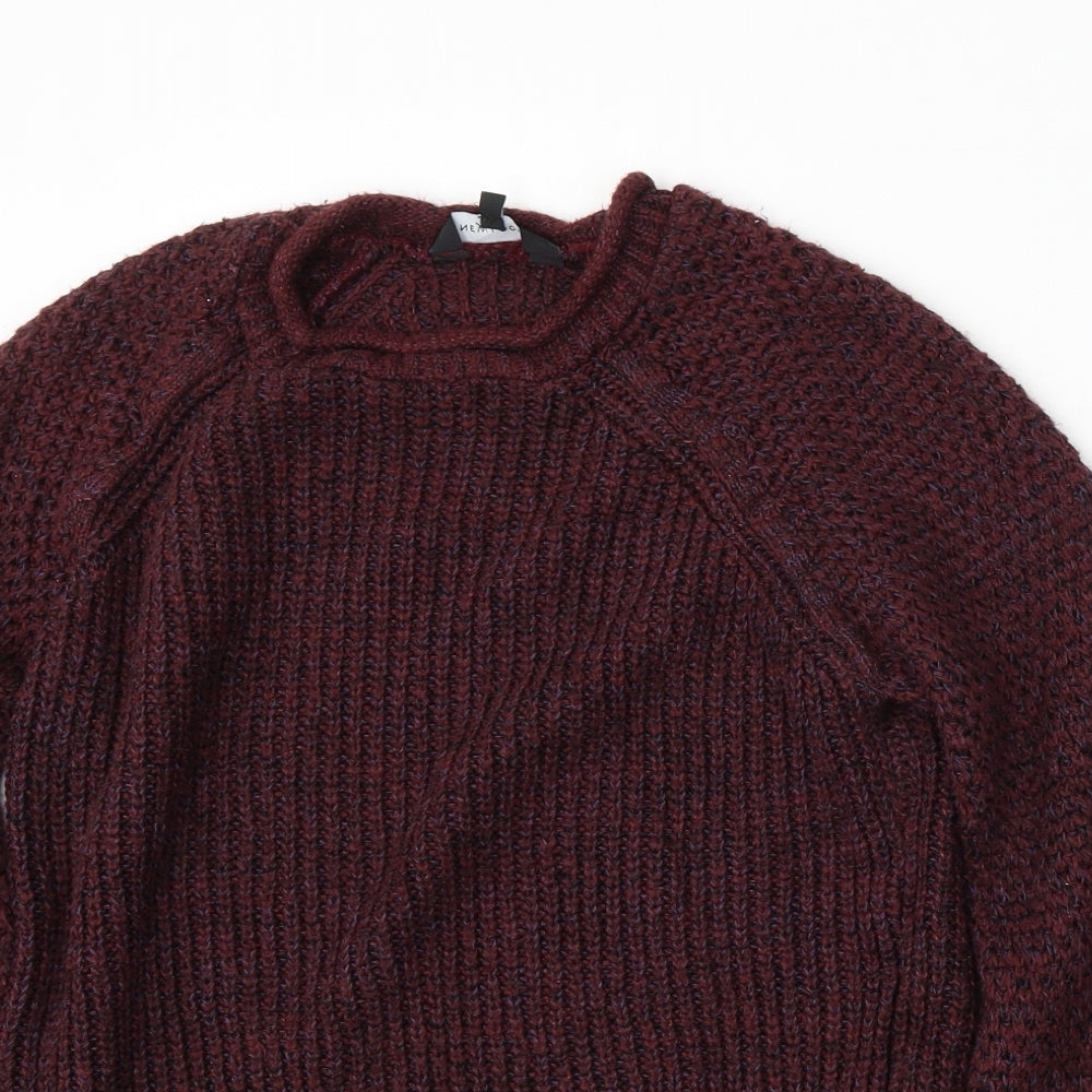 New Look Womens Red Round Neck  Acrylic Pullover Jumper Size 8