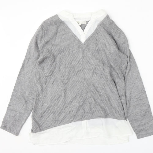 Lakeland Womens Grey V-Neck  Viscose Pullover Jumper Size 12