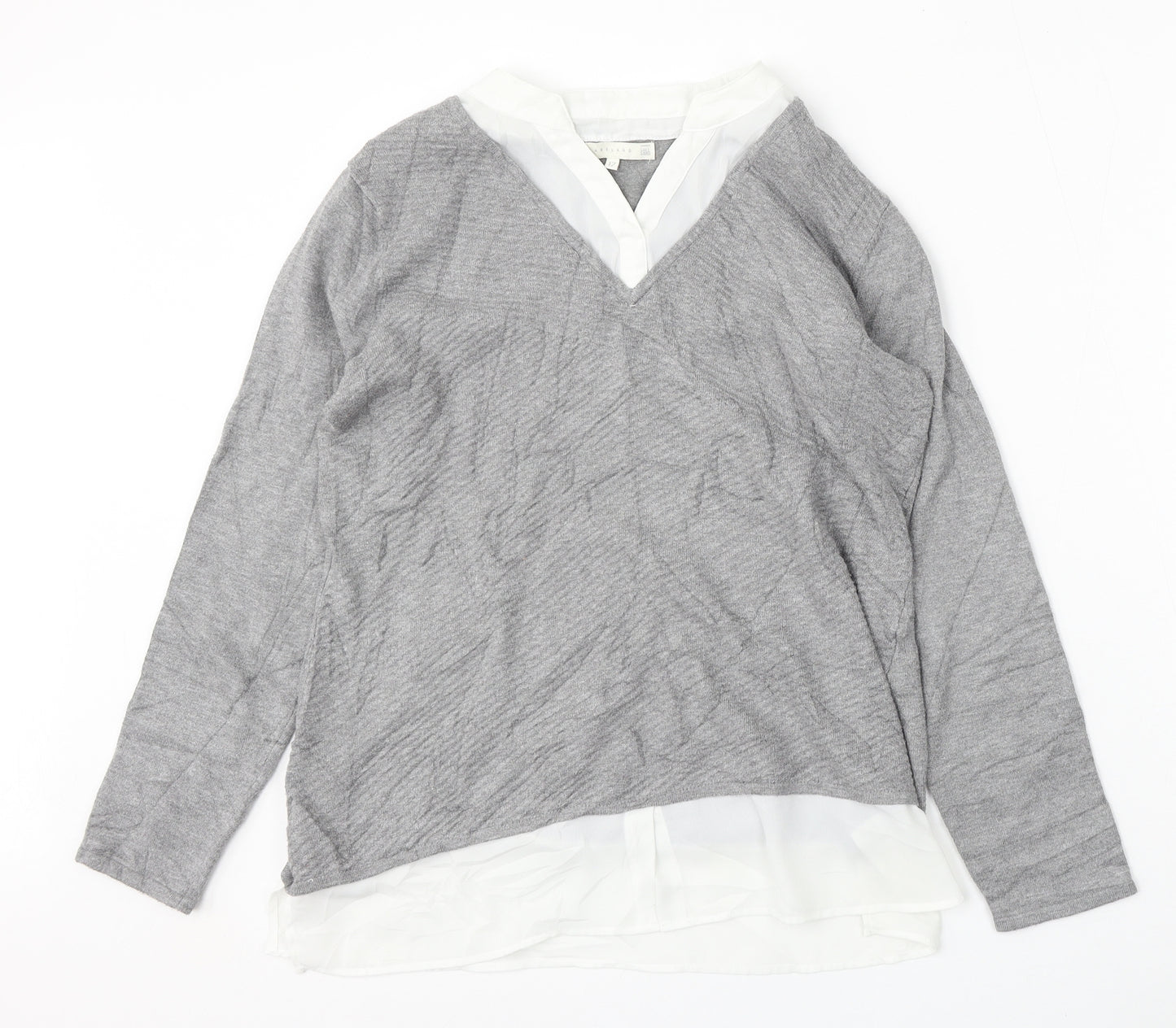 Lakeland Womens Grey V-Neck  Viscose Pullover Jumper Size 12
