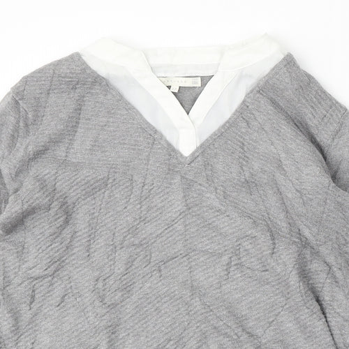Lakeland Womens Grey V-Neck  Viscose Pullover Jumper Size 12
