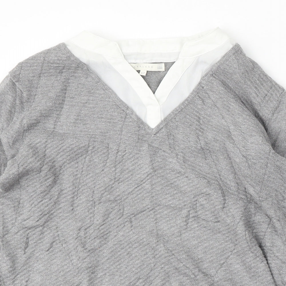 Lakeland Womens Grey V-Neck  Viscose Pullover Jumper Size 12