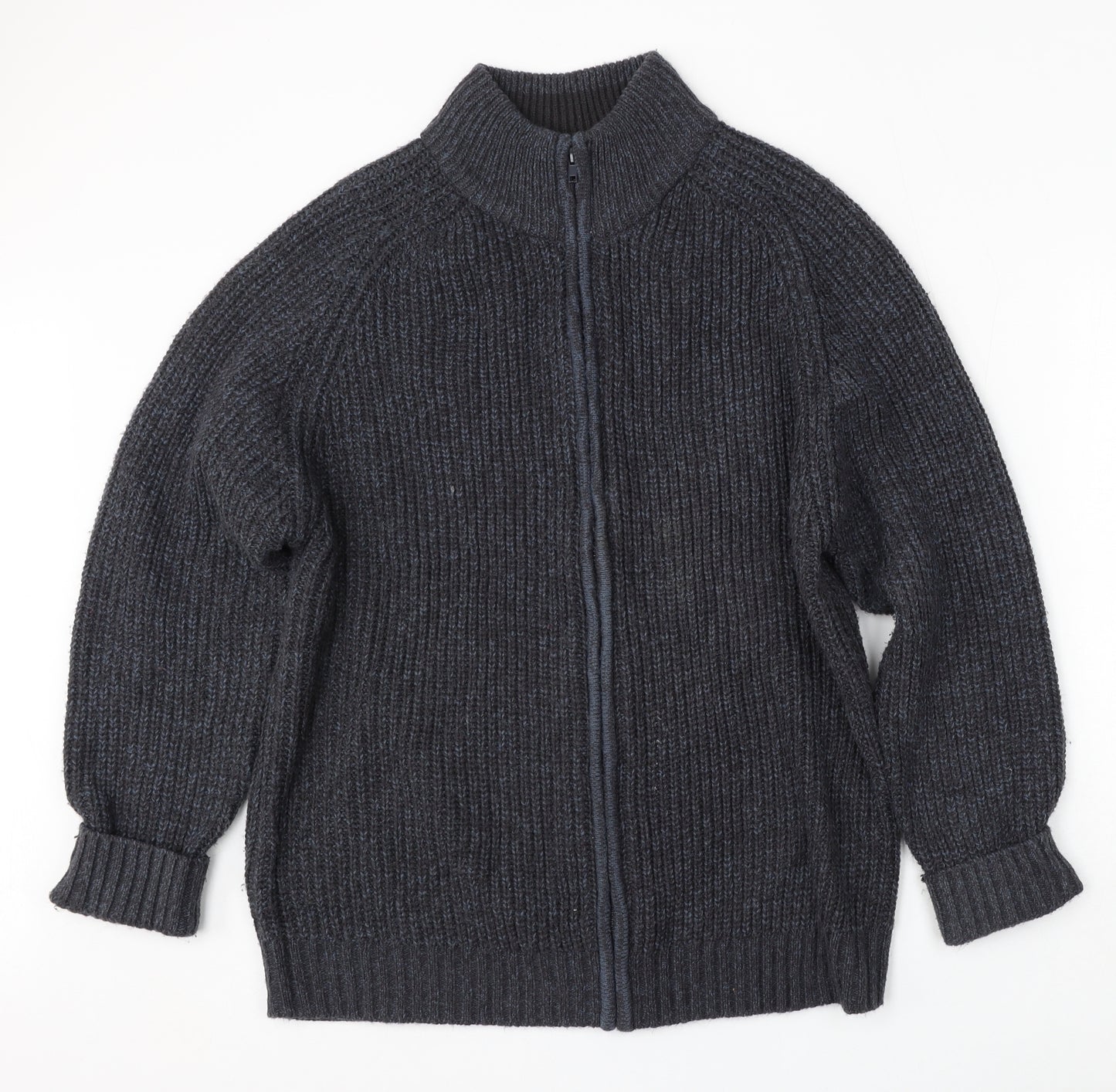 Jackdaw Womens Grey Mock Neck  Acrylic Cardigan Jumper Size XL