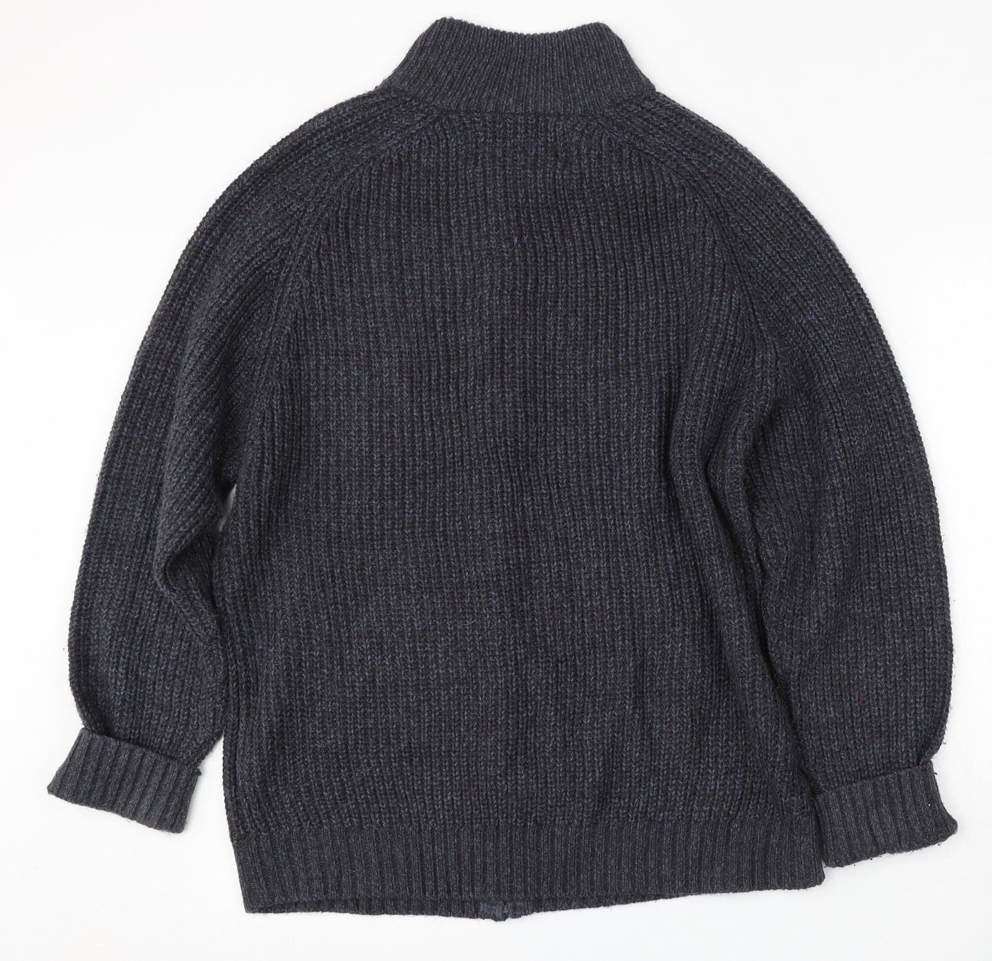 Jackdaw Womens Grey Mock Neck  Acrylic Cardigan Jumper Size XL
