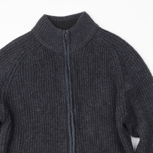 Jackdaw Womens Grey Mock Neck  Acrylic Cardigan Jumper Size XL