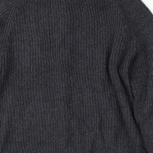 Jackdaw Womens Grey Mock Neck  Acrylic Cardigan Jumper Size XL