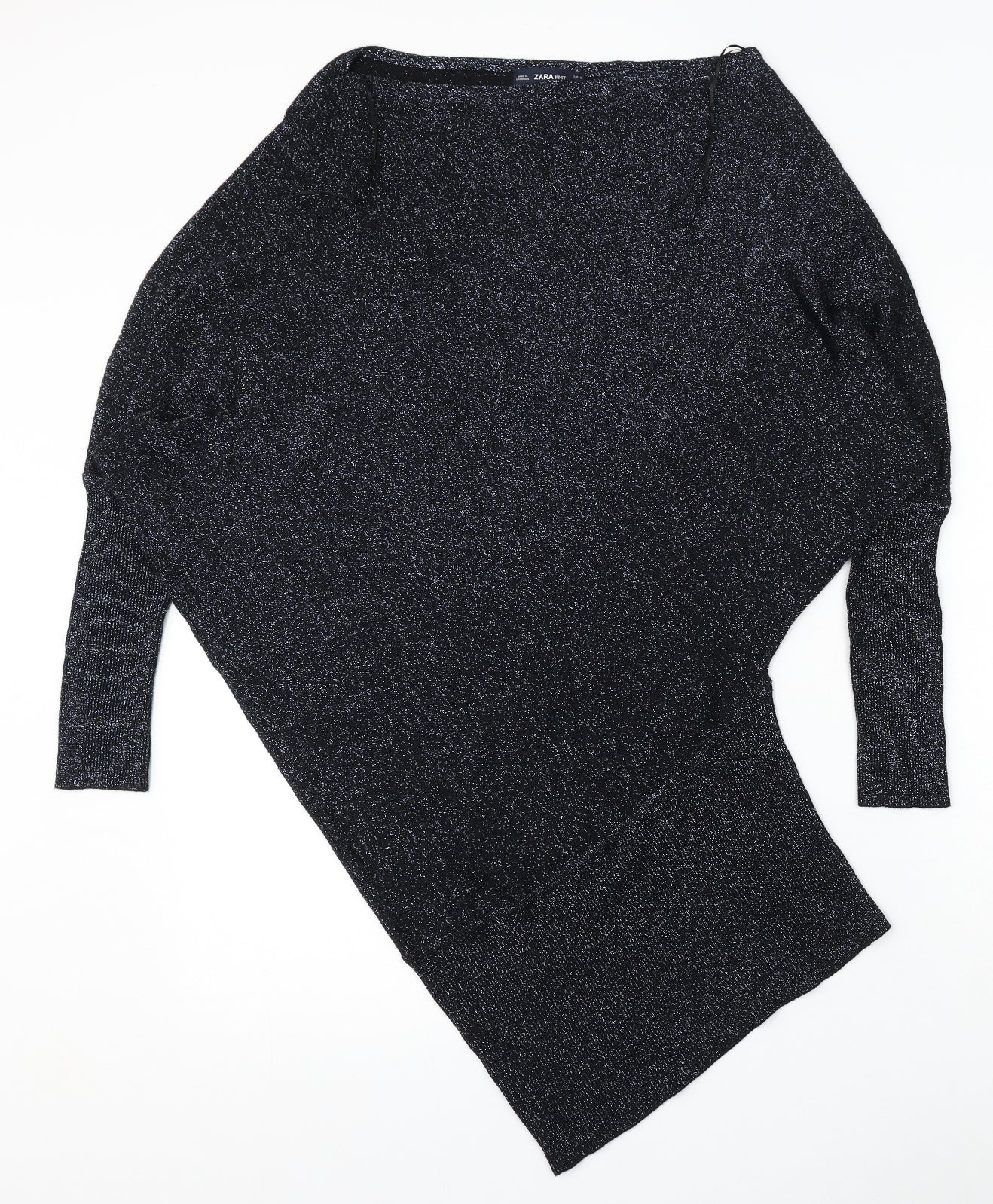 Zara Womens Blue Round Neck  Viscose Pullover Jumper Size S