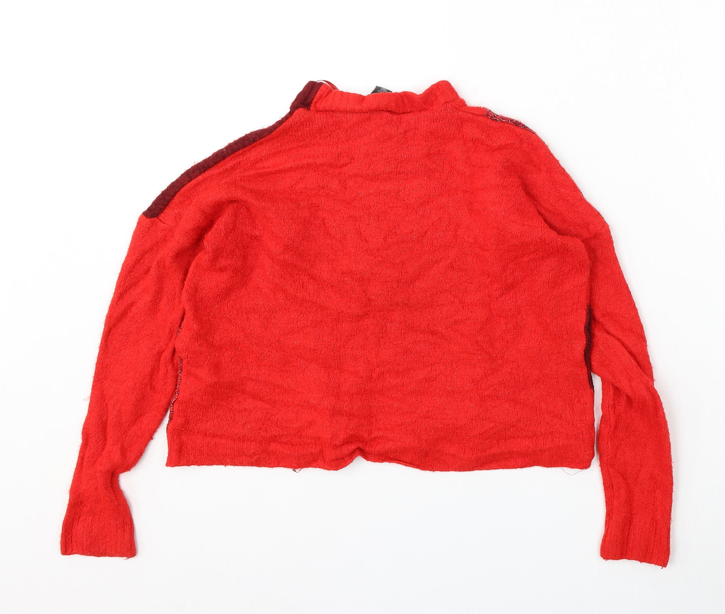 Primark Womens Red Round Neck  Acrylic Pullover Jumper Size S