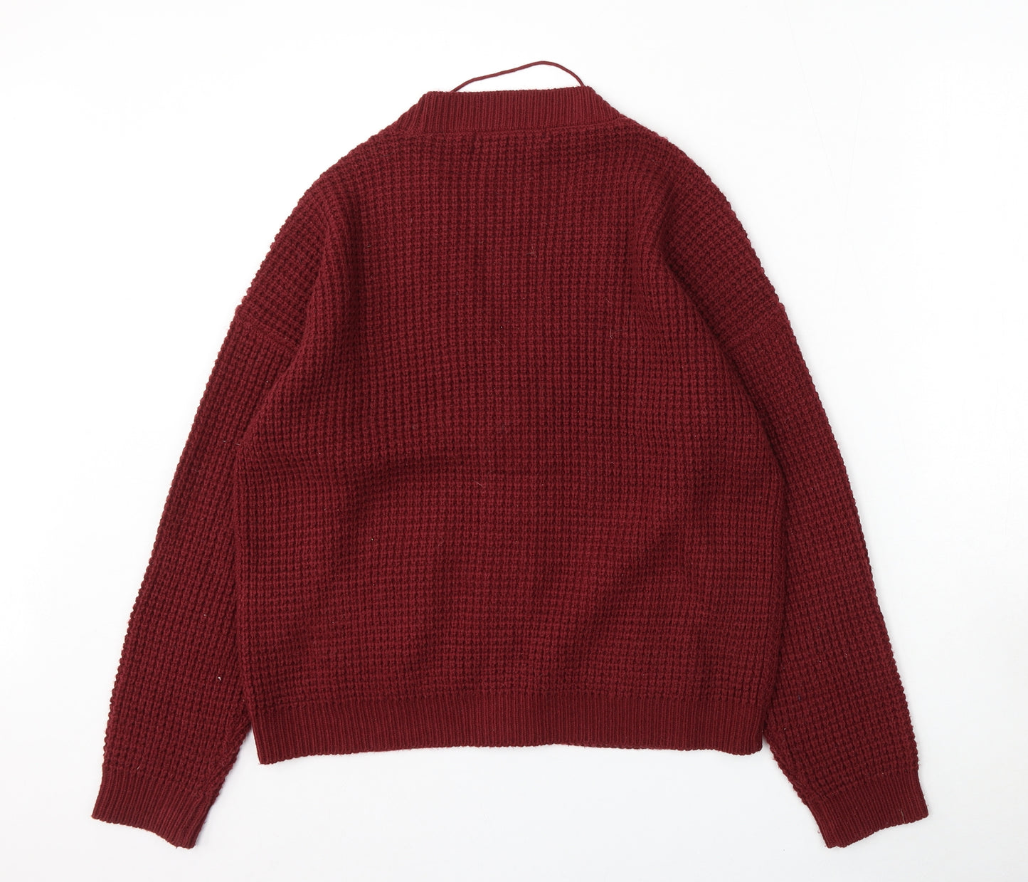 VERO MODA Womens Red V-Neck  Acrylic Cardigan Jumper Size L