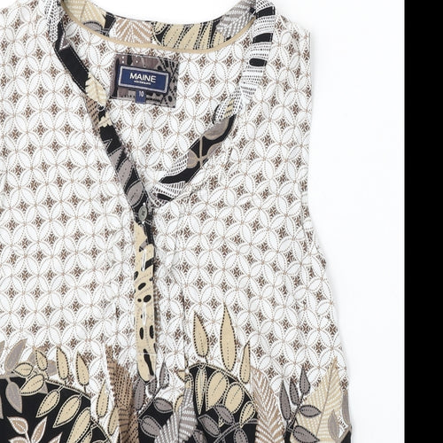 Maine New England Womens Multicoloured Geometric Polyester Basic Tank Size 10 V-Neck