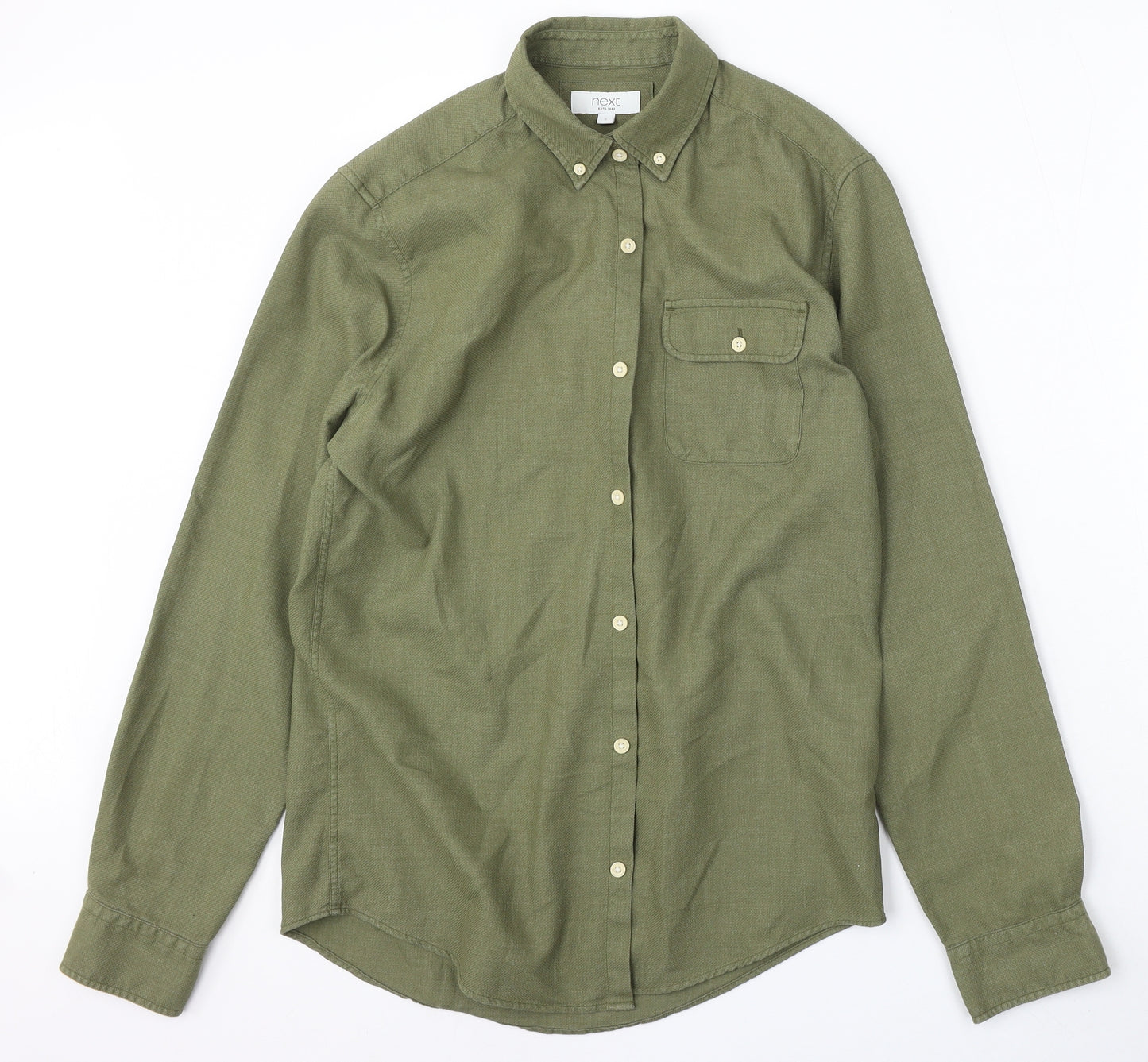 NEXT Mens Green  Cotton  Dress Shirt Size S Collared Button