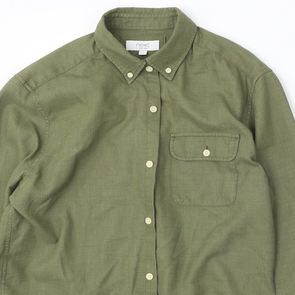 NEXT Mens Green  Cotton  Dress Shirt Size S Collared Button