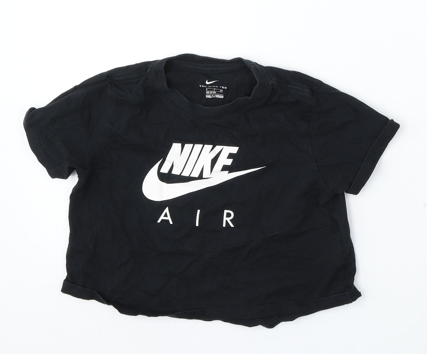 Nike Girls Black  Cotton Basic T-Shirt Size 8-9 Years Round Neck