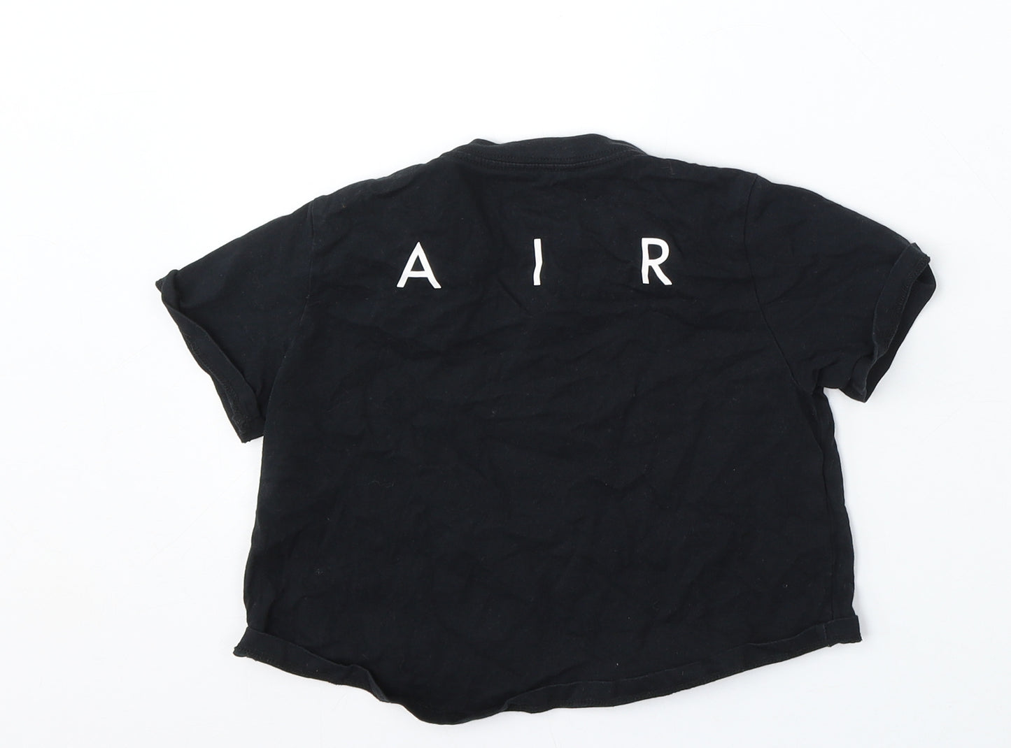 Nike Girls Black  Cotton Basic T-Shirt Size 8-9 Years Round Neck