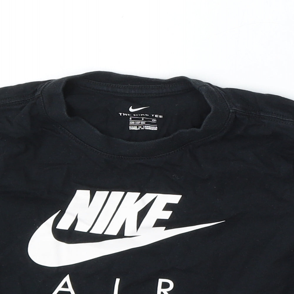 Nike Girls Black  Cotton Basic T-Shirt Size 8-9 Years Round Neck
