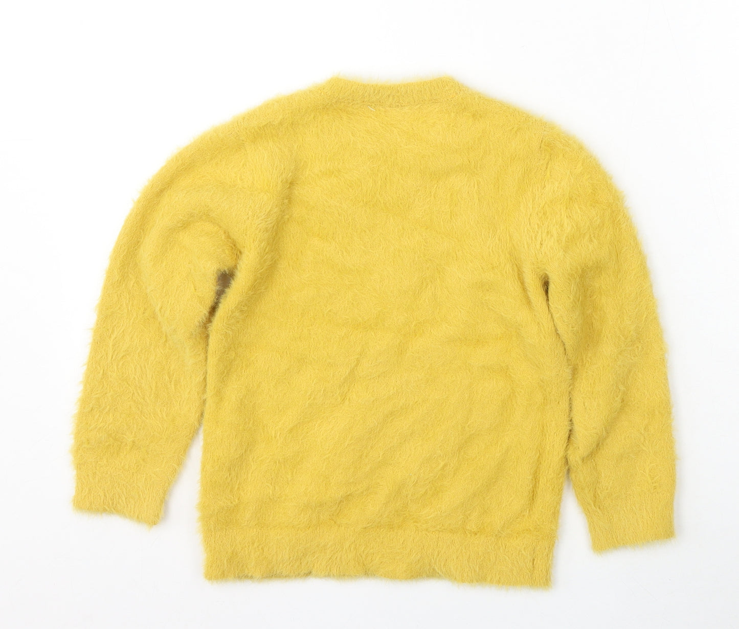 Matalan Girls Yellow Round Neck  Polyester Pullover Jumper Size 8 Years