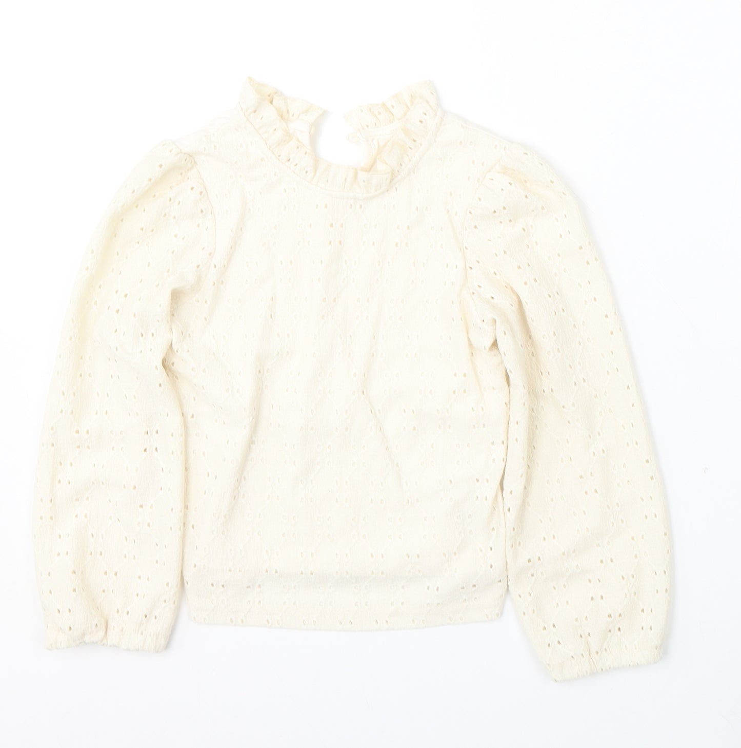 Dunnes Stores Girls Beige Round Neck  Cotton Pullover Jumper Size 7-8 Years