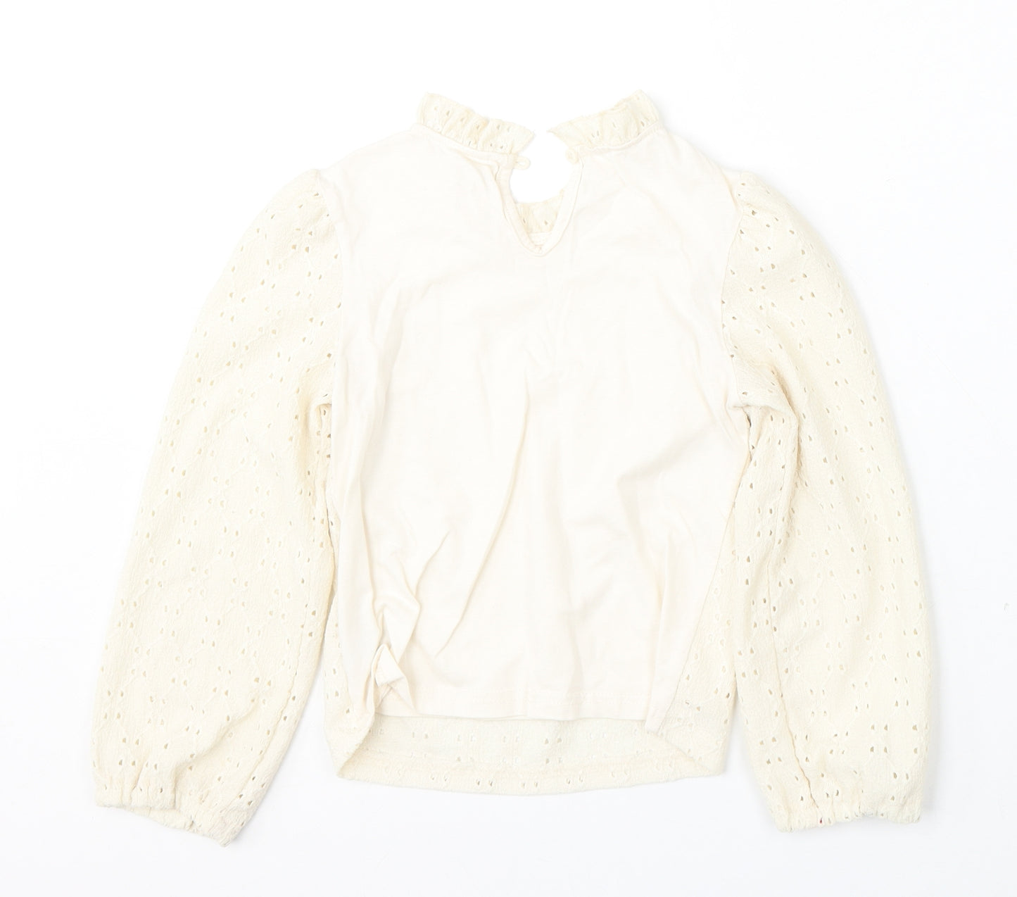 Dunnes Stores Girls Beige Round Neck  Cotton Pullover Jumper Size 7-8 Years