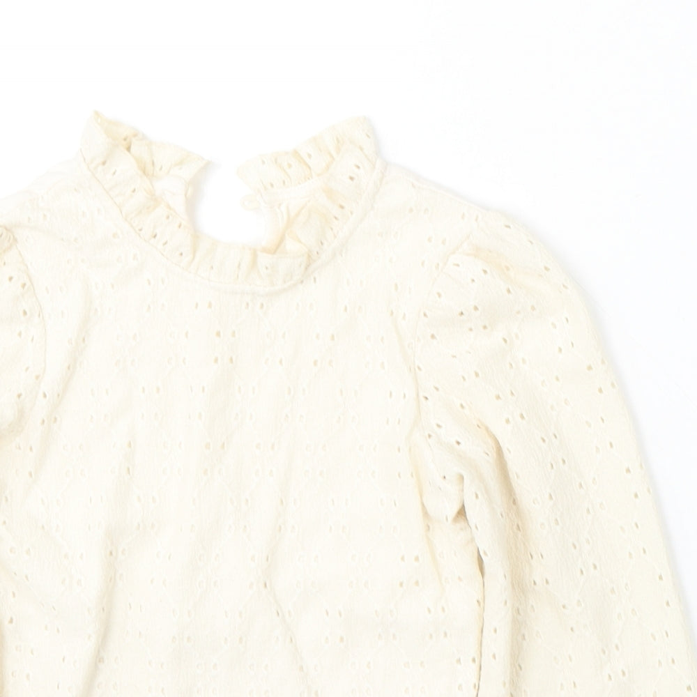 Dunnes Stores Girls Beige Round Neck  Cotton Pullover Jumper Size 7-8 Years