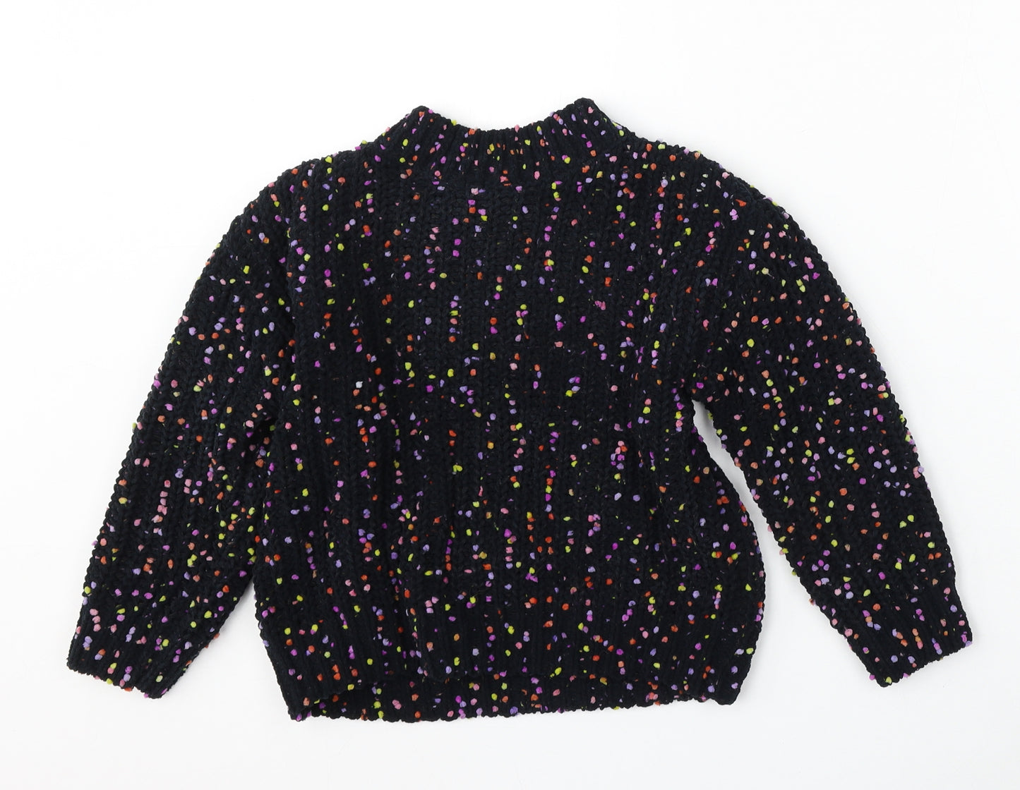 Marks and Spencer Girls Blue Round Neck Geometric Polyester Pullover Jumper Size 7-8 Years