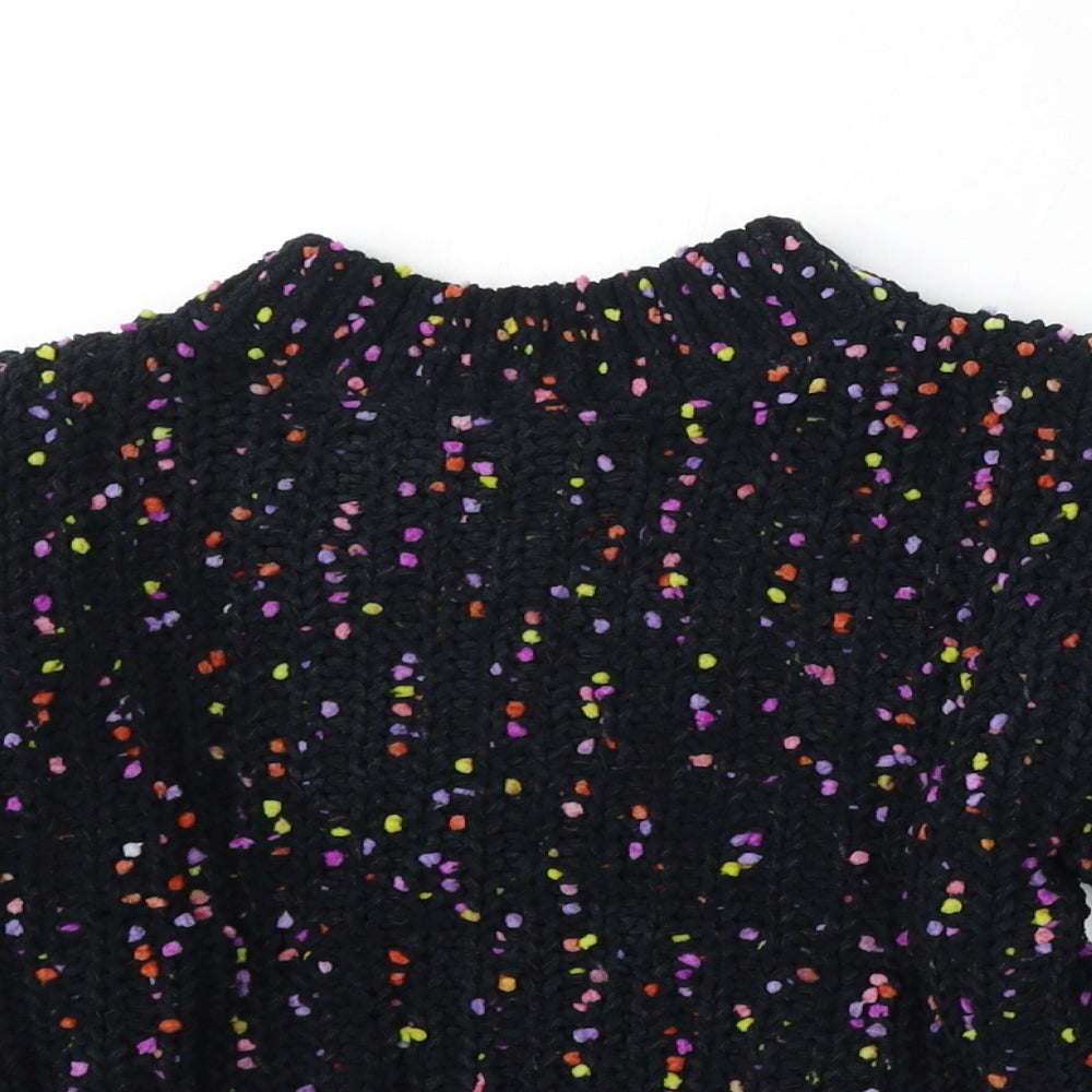 Marks and Spencer Girls Blue Round Neck Geometric Polyester Pullover Jumper Size 7-8 Years