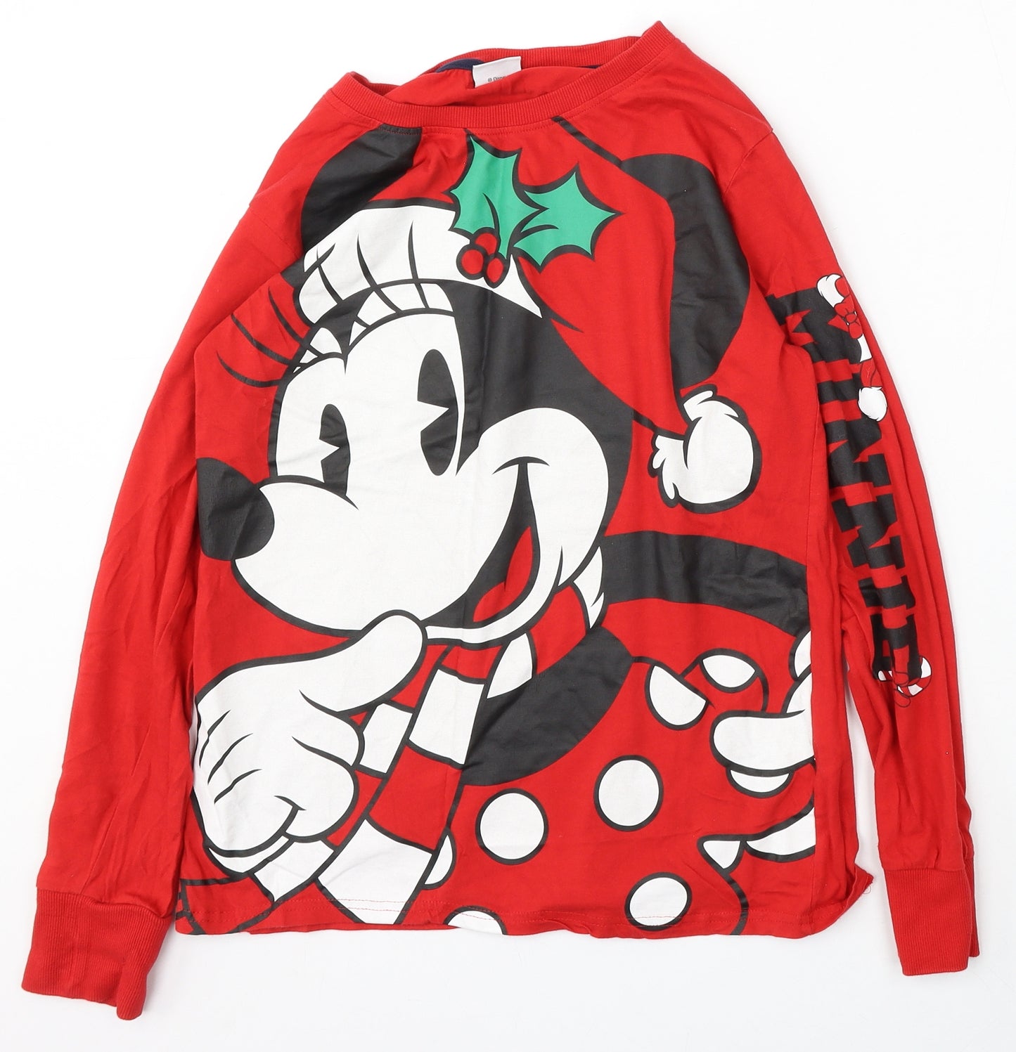 Disney Womens Red  Cotton Basic T-Shirt Size M Round Neck