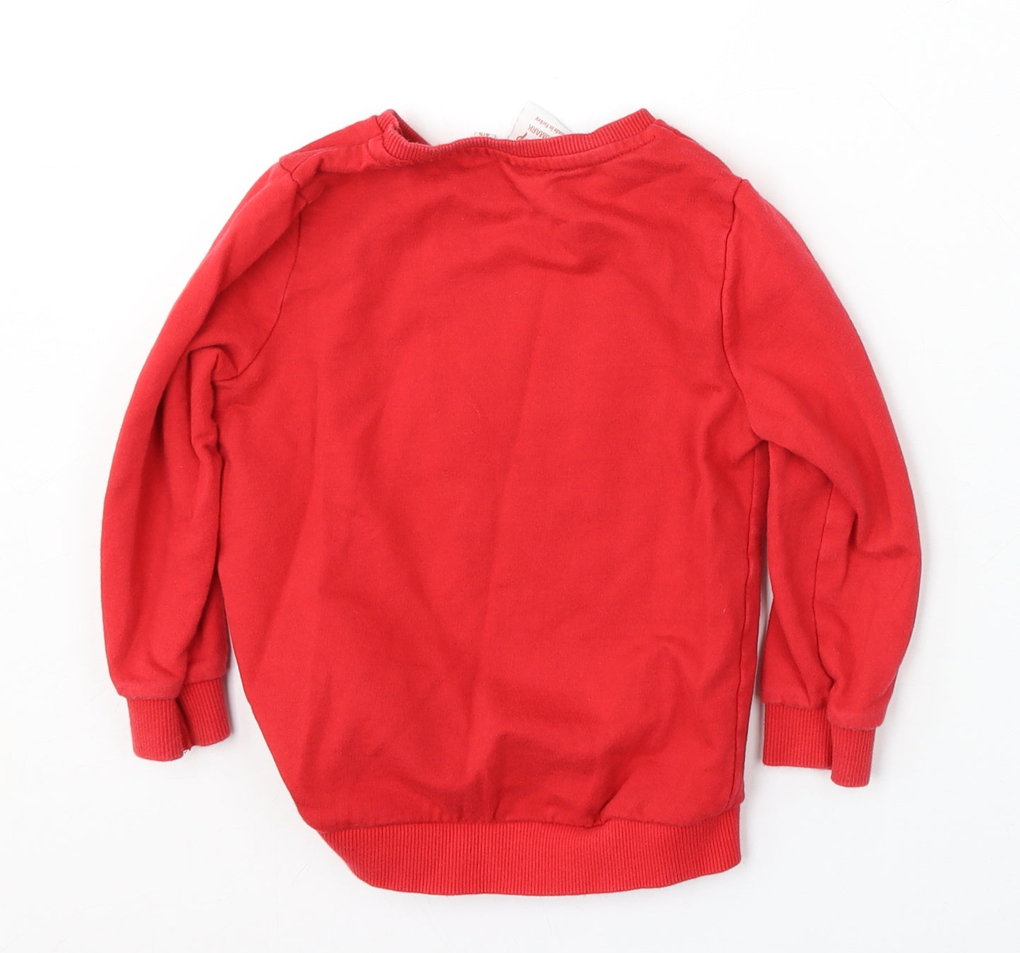 Disney Girls Red Round Neck  Cotton Pullover Jumper Size 4-5 Years