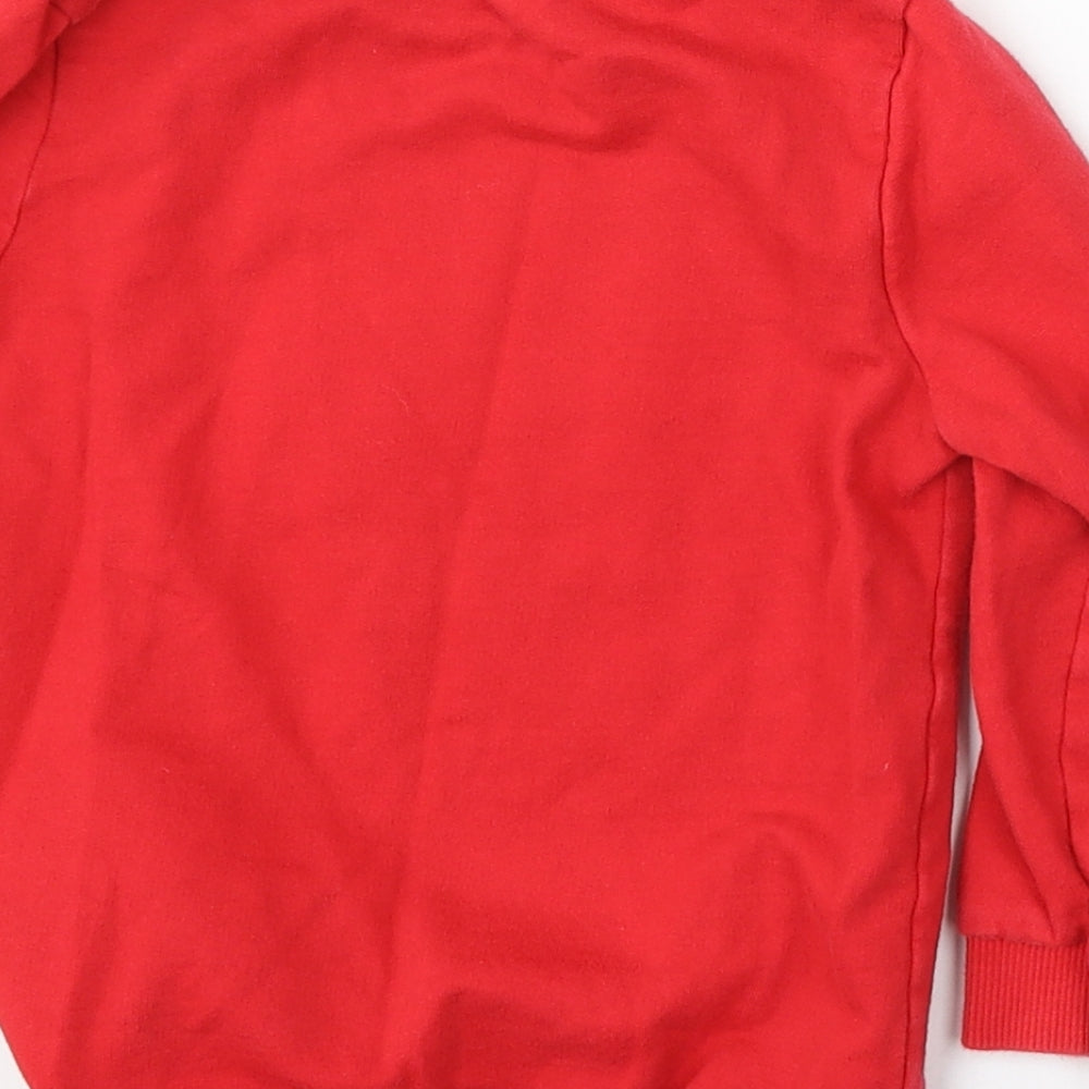 Disney Girls Red Round Neck  Cotton Pullover Jumper Size 4-5 Years
