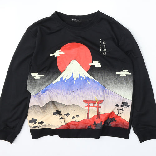 ronwe Womens Black  Polyester Pullover Sweatshirt Size L