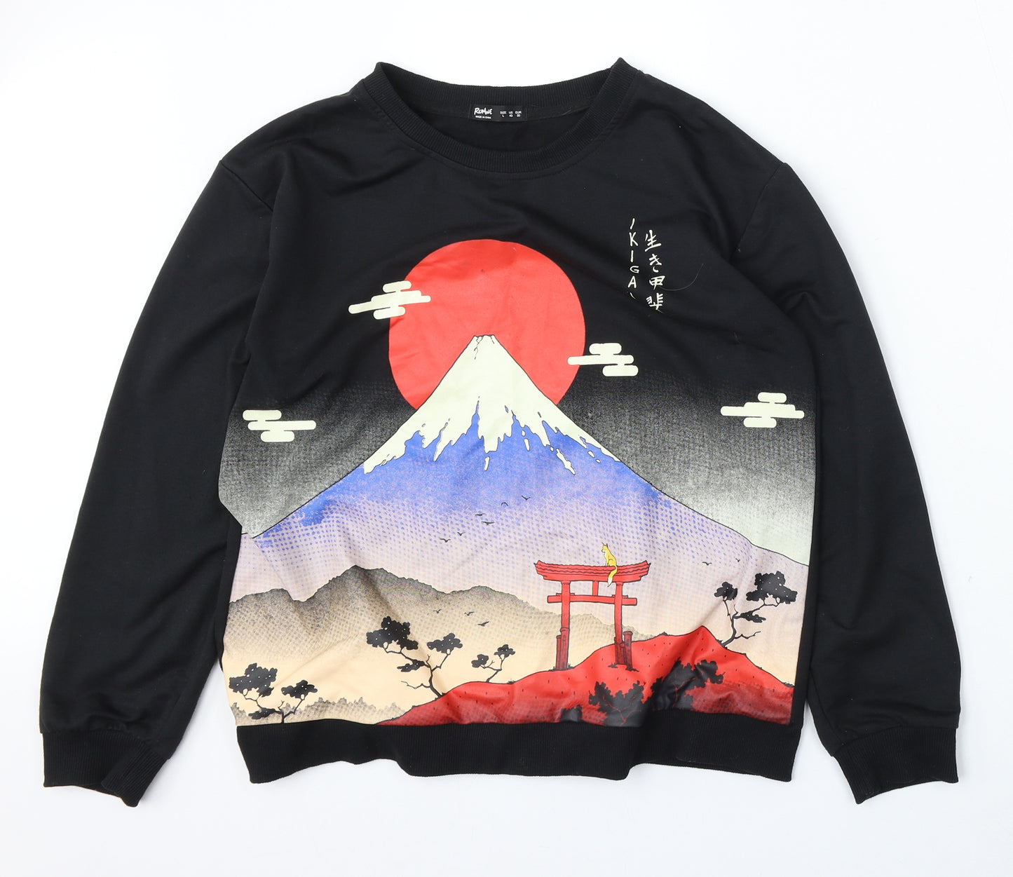 ronwe Womens Black  Polyester Pullover Sweatshirt Size L