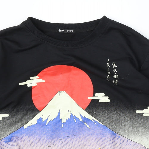 ronwe Womens Black  Polyester Pullover Sweatshirt Size L