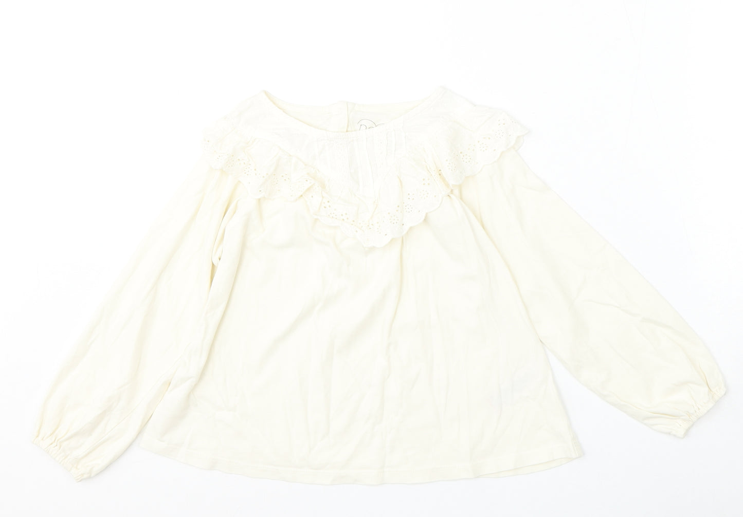 NEXT Girls Beige  Cotton Basic Blouse Size 6-7 Years Round Neck