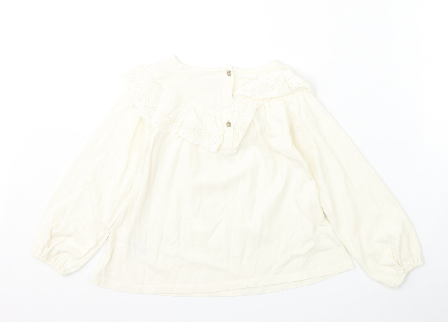 NEXT Girls Beige  Cotton Basic Blouse Size 6-7 Years Round Neck