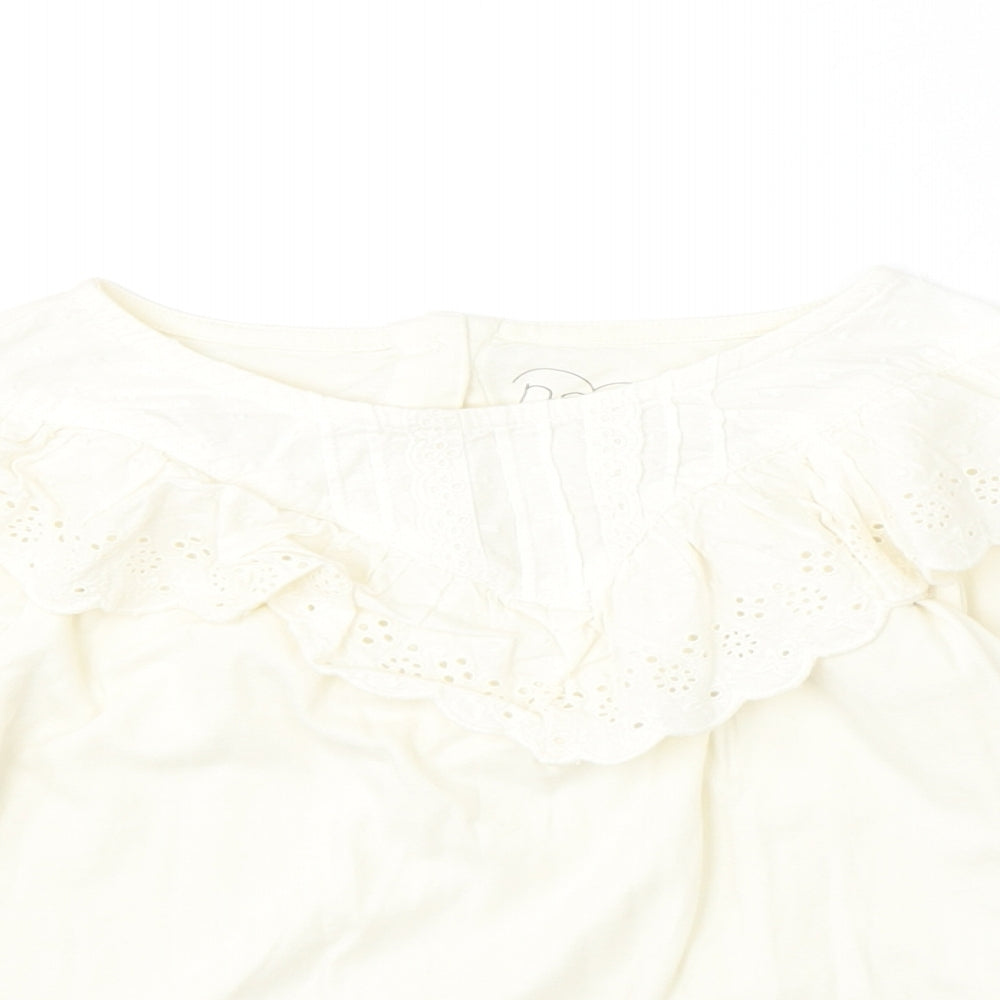 NEXT Girls Beige  Cotton Basic Blouse Size 6-7 Years Round Neck