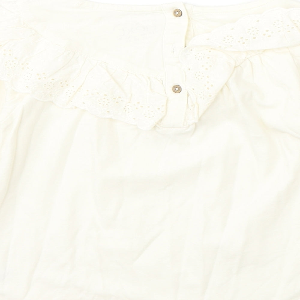 NEXT Girls Beige  Cotton Basic Blouse Size 6-7 Years Round Neck