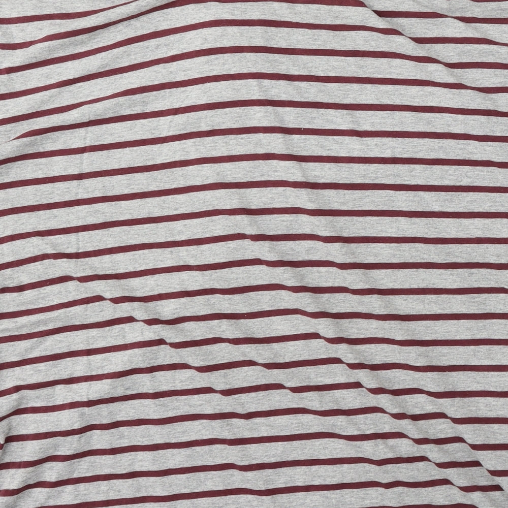 Cedar Wood State Mens Grey Striped Cotton  Polo Size XL Collared Button