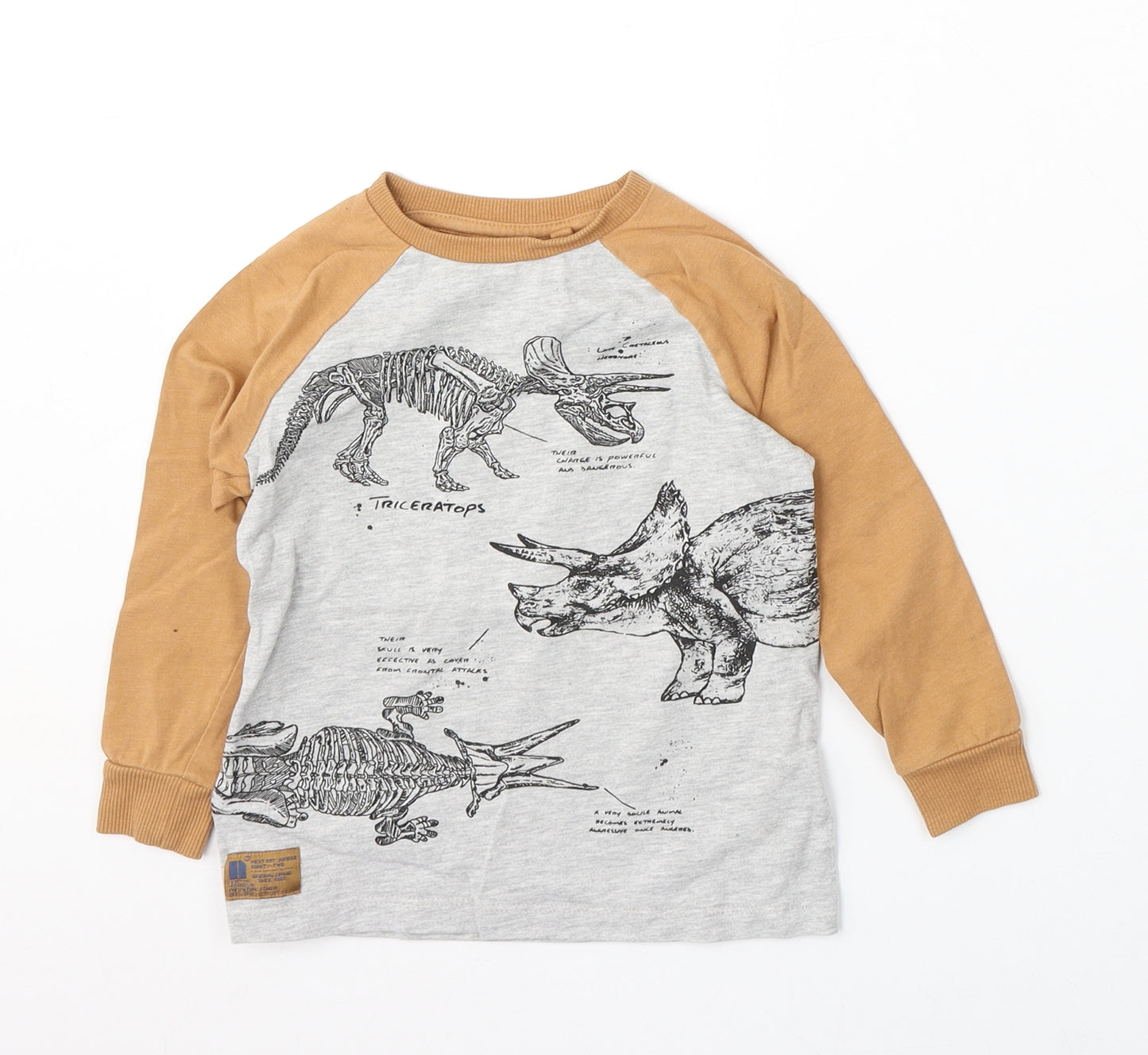 NEXT Boys Grey  Cotton Basic T-Shirt Size 3 Years Round Neck