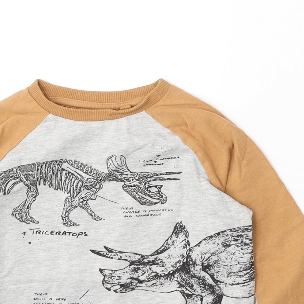 NEXT Boys Grey  Cotton Basic T-Shirt Size 3 Years Round Neck