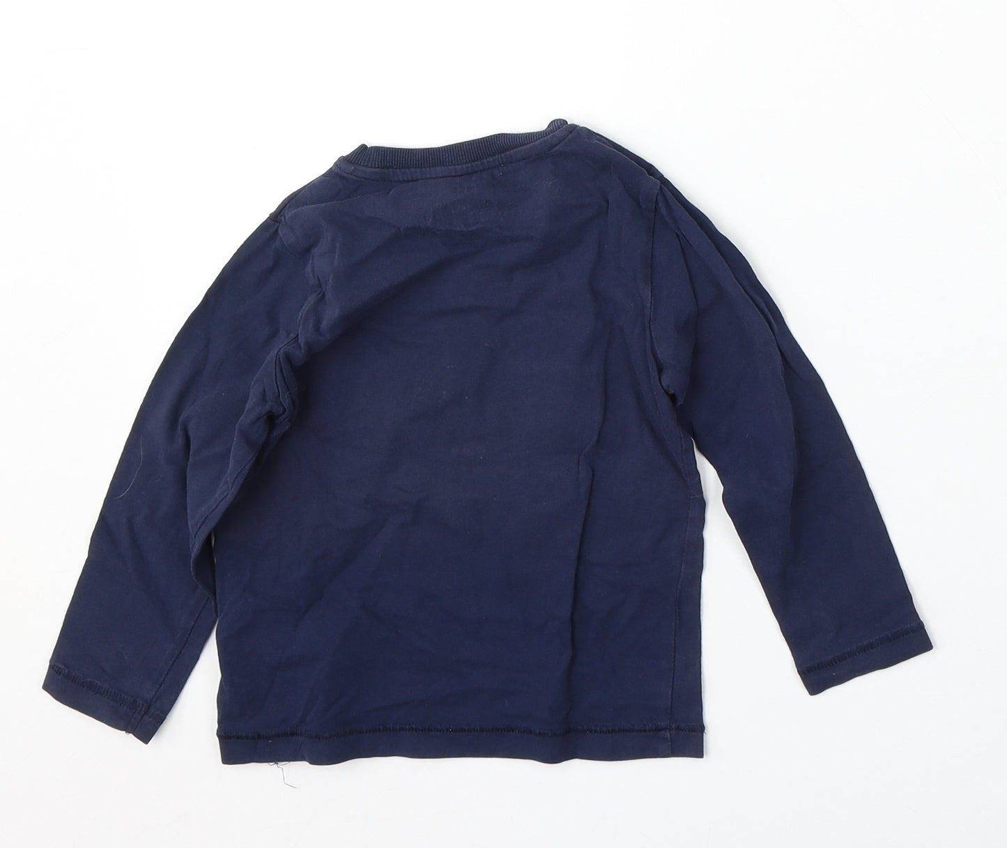 Marks and Spencer Boys Blue  Cotton Basic T-Shirt Size 2-3 Years Round Neck