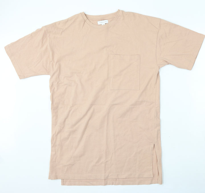 Topshop Womens Pink  Cotton Basic T-Shirt Size 6 Round Neck